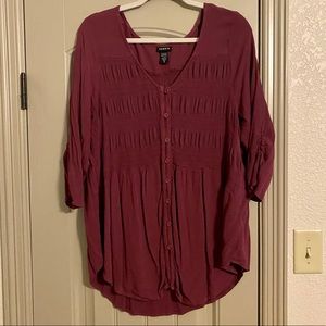 Maroon Torrid 3/4 Sleeve Blouse size 2